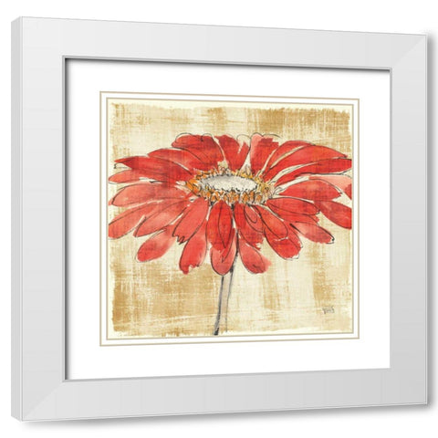 Tangerine and Grey I White Modern Wood Framed Art Print with Double Matting by Paschke, Chris