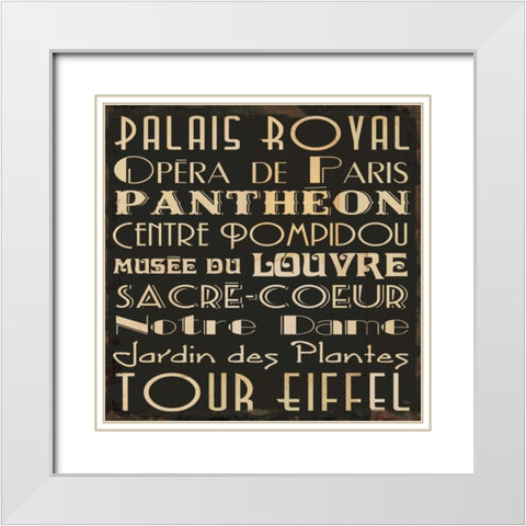Paris Collage IV White Modern Wood Framed Art Print with Double Matting by Pela Studio