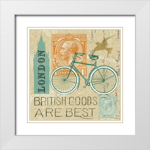 Postcard from London Collage White Modern Wood Framed Art Print with Double Matting by Schlabach, Sue