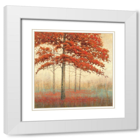 Autumn Trees II White Modern Wood Framed Art Print with Double Matting by Wiens, James