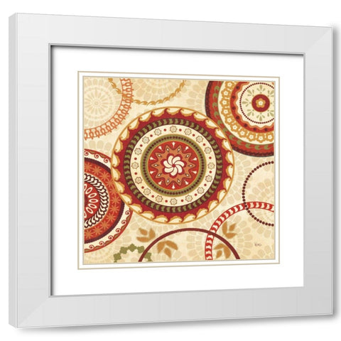 Owl Forest Suzani I White Modern Wood Framed Art Print with Double Matting by Charron, Veronique