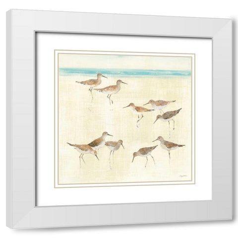Sandpipers White Modern Wood Framed Art Print with Double Matting by Tillmon, Avery