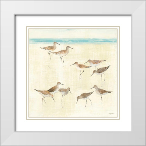 Sandpipers White Modern Wood Framed Art Print with Double Matting by Tillmon, Avery