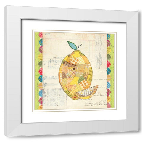 Fruit Collage II - Lemon White Modern Wood Framed Art Print with Double Matting by Prahl, Courtney