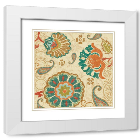 Fall Paisley II White Modern Wood Framed Art Print with Double Matting by Pela