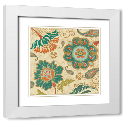 Fall Paisley III White Modern Wood Framed Art Print with Double Matting by Pela
