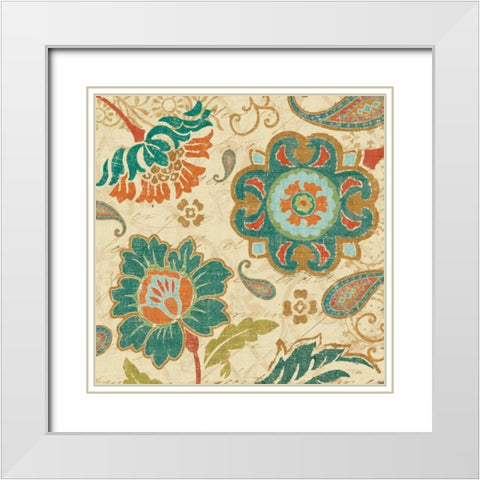 Fall Paisley III White Modern Wood Framed Art Print with Double Matting by Pela