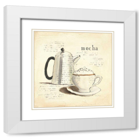 Parisian Coffee I White Modern Wood Framed Art Print with Double Matting by Adams, Emily