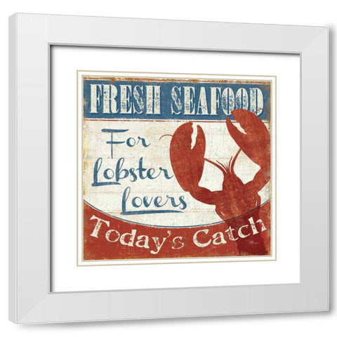 Fresh Seafood I White Modern Wood Framed Art Print with Double Matting by Pela Studio