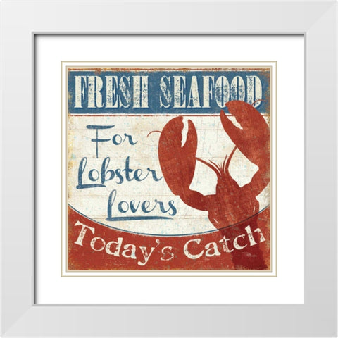 Fresh Seafood I White Modern Wood Framed Art Print with Double Matting by Pela Studio