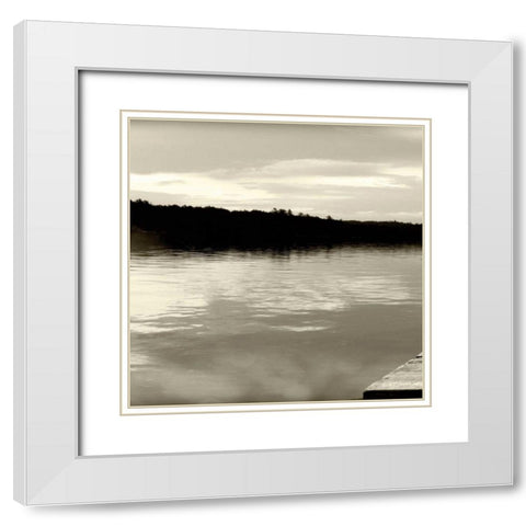 Twilight Dock II White Modern Wood Framed Art Print with Double Matting by Schlabach, Sue