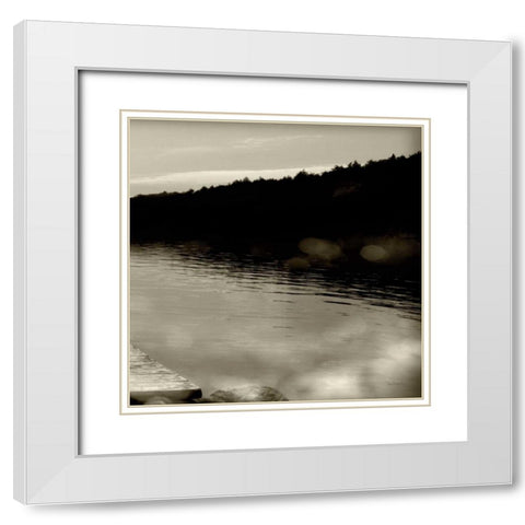 Twilight Dock IV White Modern Wood Framed Art Print with Double Matting by Schlabach, Sue