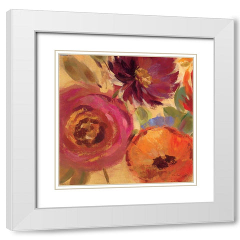 Vivid Flowers Crop I White Modern Wood Framed Art Print with Double Matting by Vassileva, Silvia