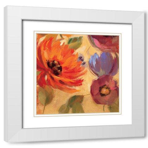 Vivid Flowers Crop II White Modern Wood Framed Art Print with Double Matting by Vassileva, Silvia