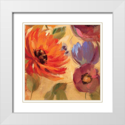 Vivid Flowers Crop II White Modern Wood Framed Art Print with Double Matting by Vassileva, Silvia