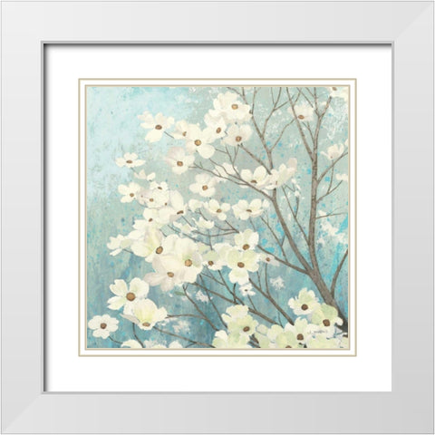 Dogwood Blossoms I White Modern Wood Framed Art Print with Double Matting by Wiens, James