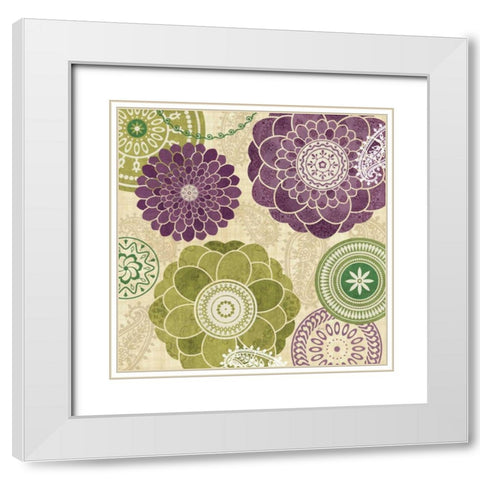 Garden Melody I White Modern Wood Framed Art Print with Double Matting by Charron, Veronique