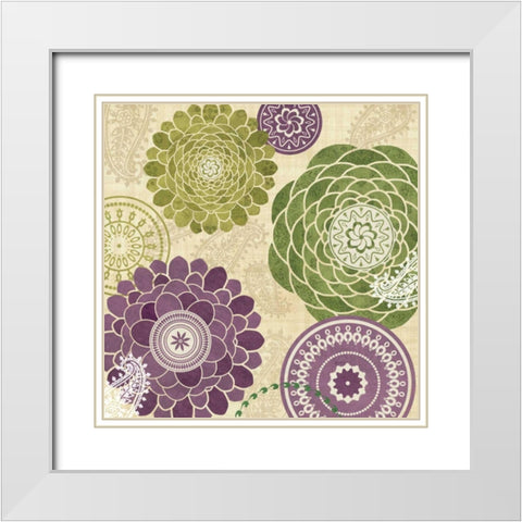 Garden Melody II White Modern Wood Framed Art Print with Double Matting by Charron, Veronique