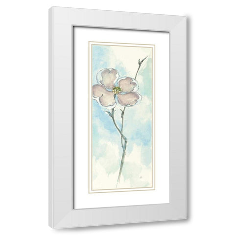 Solitary Dogwood II White Modern Wood Framed Art Print with Double Matting by Paschke, Chris