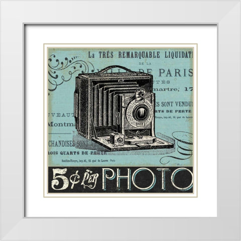 Memorabilia I White Modern Wood Framed Art Print with Double Matting by Pela Studio