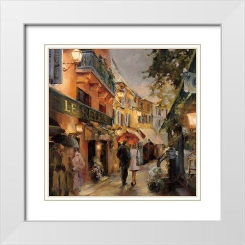 Evening in Paris White Modern Wood Framed Art Print with Double Matting by Hageman, Marilyn