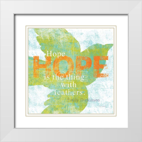 Letterpress Hope White Modern Wood Framed Art Print with Double Matting by Schlabach, Sue