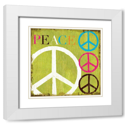 Peace White Modern Wood Framed Art Print with Double Matting by Mullan, Michael