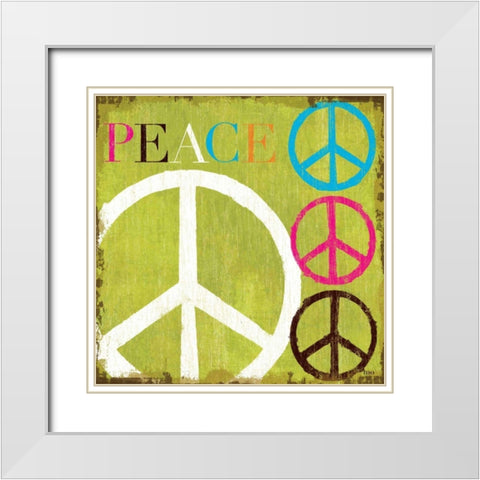 Peace White Modern Wood Framed Art Print with Double Matting by Mullan, Michael