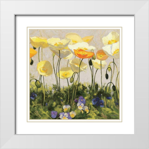 Poppies and Pansies II White Modern Wood Framed Art Print with Double Matting by Novak, Shirley
