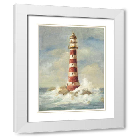 Lighthouse II White Modern Wood Framed Art Print with Double Matting by Nai, Danhui