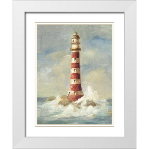 Lighthouse II White Modern Wood Framed Art Print with Double Matting by Nai, Danhui