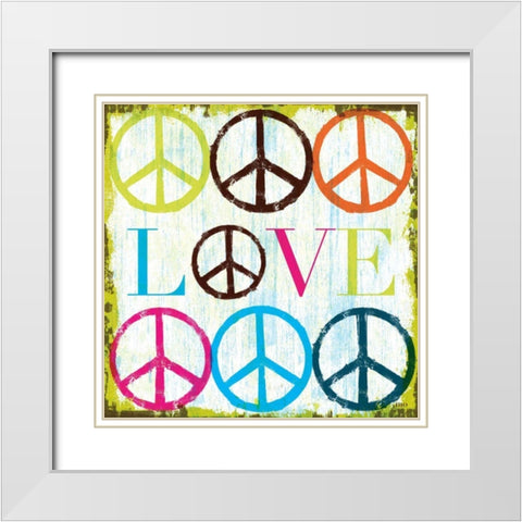Love White Modern Wood Framed Art Print with Double Matting by Mullan, Michael
