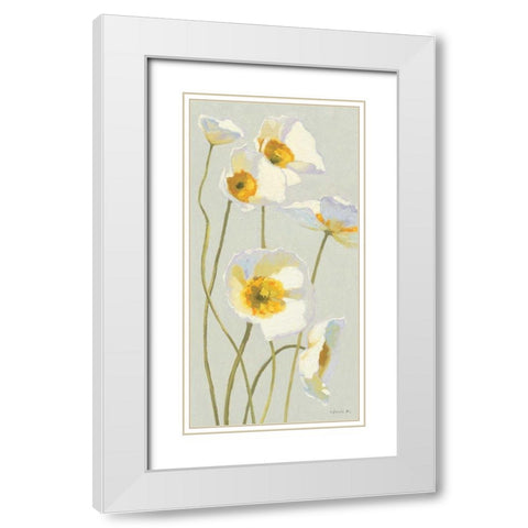 White on White Poppies Panel I White Modern Wood Framed Art Print with Double Matting by Novak, Shirley