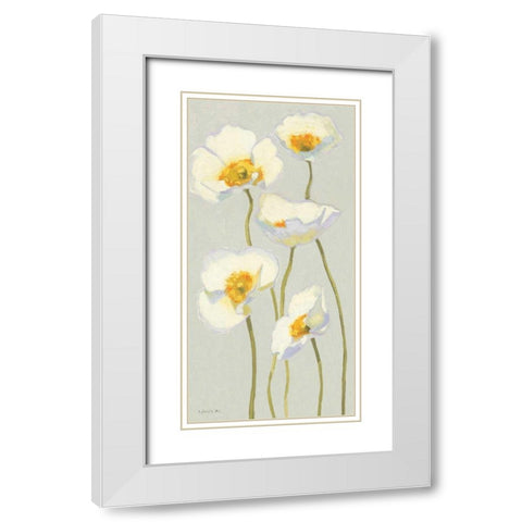 White on White Poppies Panel II White Modern Wood Framed Art Print with Double Matting by Novak, Shirley