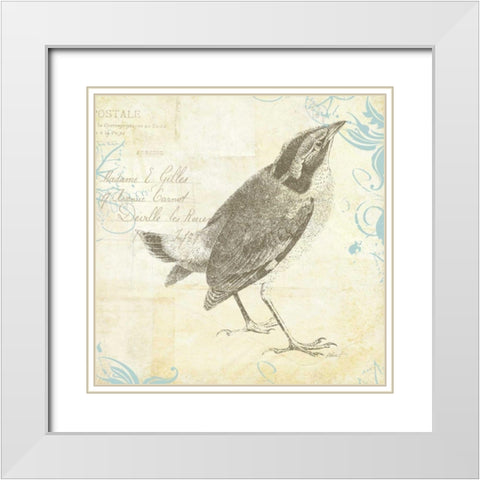 Engraved Birds I White Modern Wood Framed Art Print with Double Matting by Pertiet, Katie