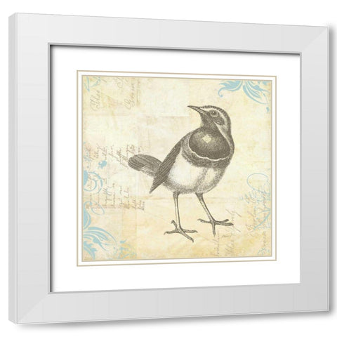 Engraved Birds II White Modern Wood Framed Art Print with Double Matting by Pertiet, Katie