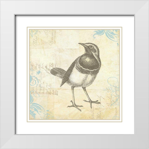 Engraved Birds II White Modern Wood Framed Art Print with Double Matting by Pertiet, Katie