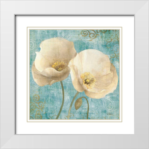 Poppies on Paisley White Modern Wood Framed Art Print with Double Matting by Hristova, Albena