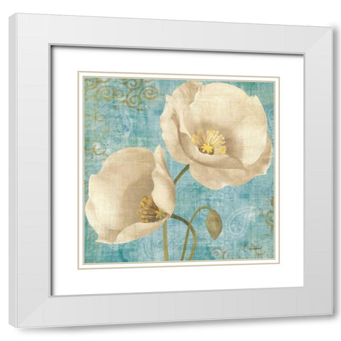 Rich Poppies on Paisley White Modern Wood Framed Art Print with Double Matting by Hristova, Albena