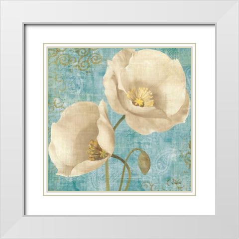 Rich Poppies on Paisley White Modern Wood Framed Art Print with Double Matting by Hristova, Albena