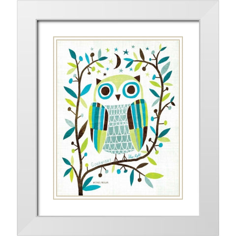 Night Owl II White Modern Wood Framed Art Print with Double Matting by Mullan, Michael