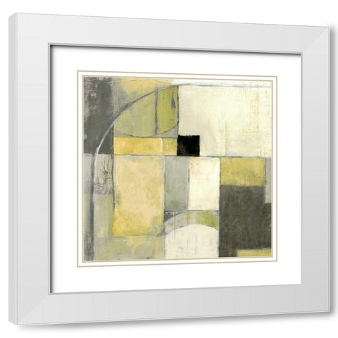 Blues Before Sunrise Yellow and Grey White Modern Wood Framed Art Print with Double Matting by Schick, Mike
