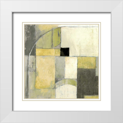 Blues Before Sunrise Yellow and Grey White Modern Wood Framed Art Print with Double Matting by Schick, Mike