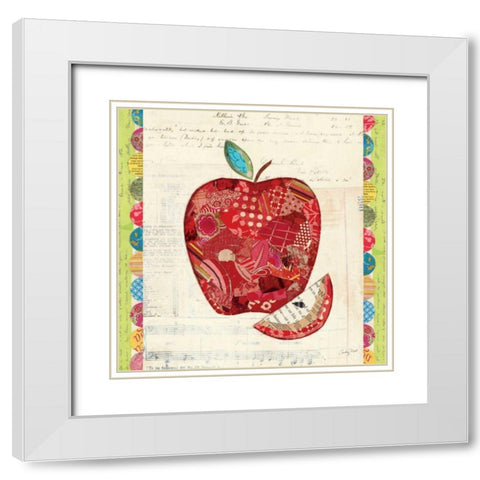 Fruit Collage I - Apple White Modern Wood Framed Art Print with Double Matting by Prahl, Courtney