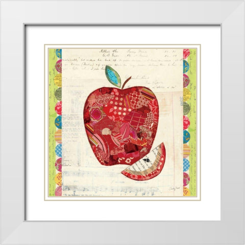 Fruit Collage I - Apple White Modern Wood Framed Art Print with Double Matting by Prahl, Courtney