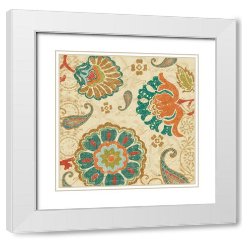Fall Paisley II White Modern Wood Framed Art Print with Double Matting by Pela