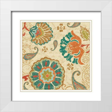 Fall Paisley II White Modern Wood Framed Art Print with Double Matting by Pela