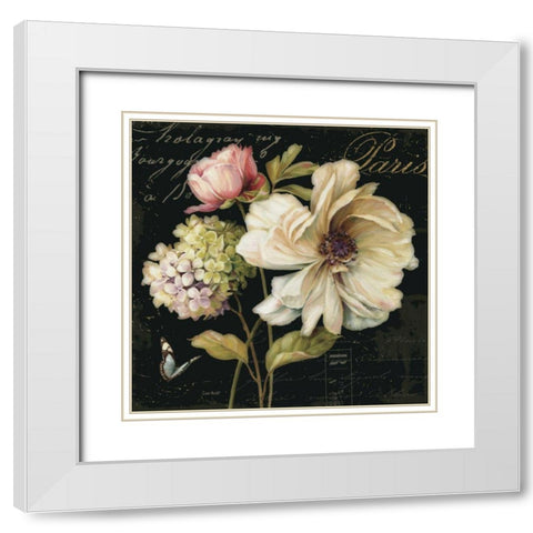 Marche de Fleurs on Black II White Modern Wood Framed Art Print with Double Matting by Audit, Lisa