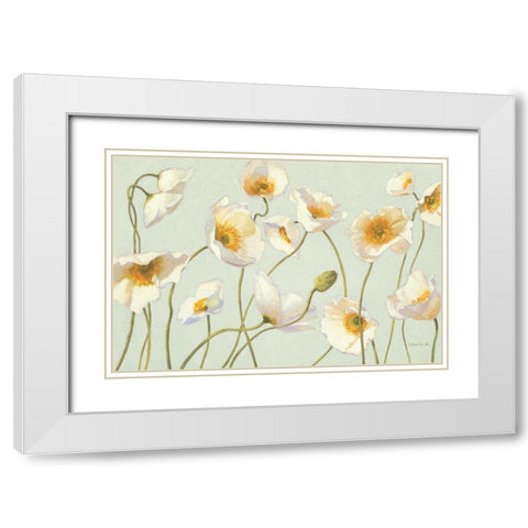 White and Bright Poppies White Modern Wood Framed Art Print with Double Matting by Novak, Shirley