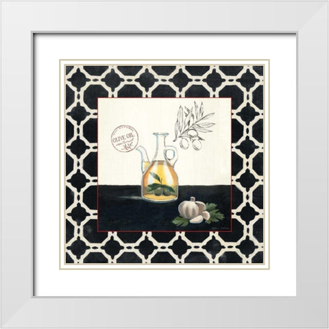 Olive Oil and Garlic White Modern Wood Framed Art Print with Double Matting by Fabiano, Marco